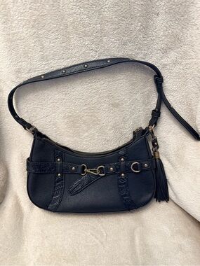 Black Rein and Bridle Western Style Shoulder Bag with Tassel
